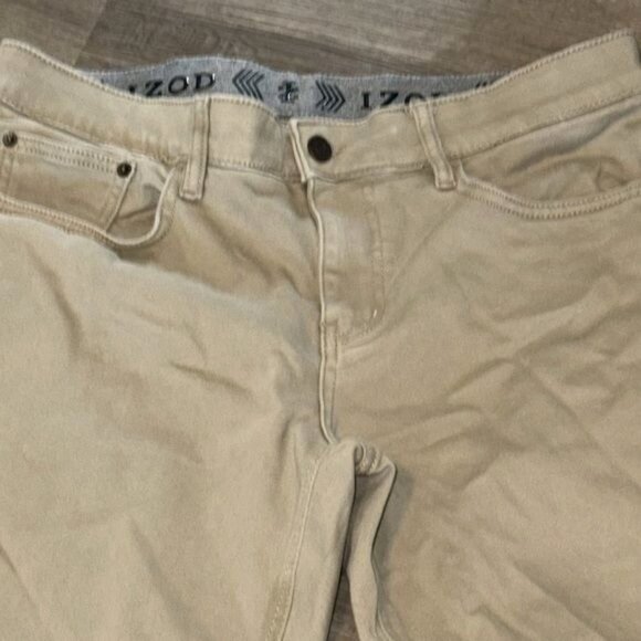 Izod Mens Regular Fit Khaki Pants 32x30 Cotton Blend - Picture 2 of 8
